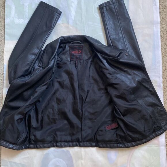 Yoki New York Faux Leather Motorcycle Jacket Black Women Medium Zip Neve Worn - Picture 10 of 12